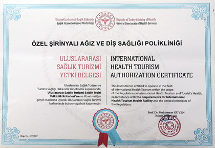 SDC Antalya Smile Studio Certifikat for tilladelse til international sundhedsturisme